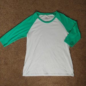 green and white baseball tee